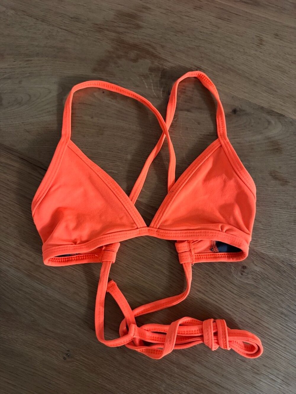 Jolyn Triangle Bikini Top — Neon Orange | XS